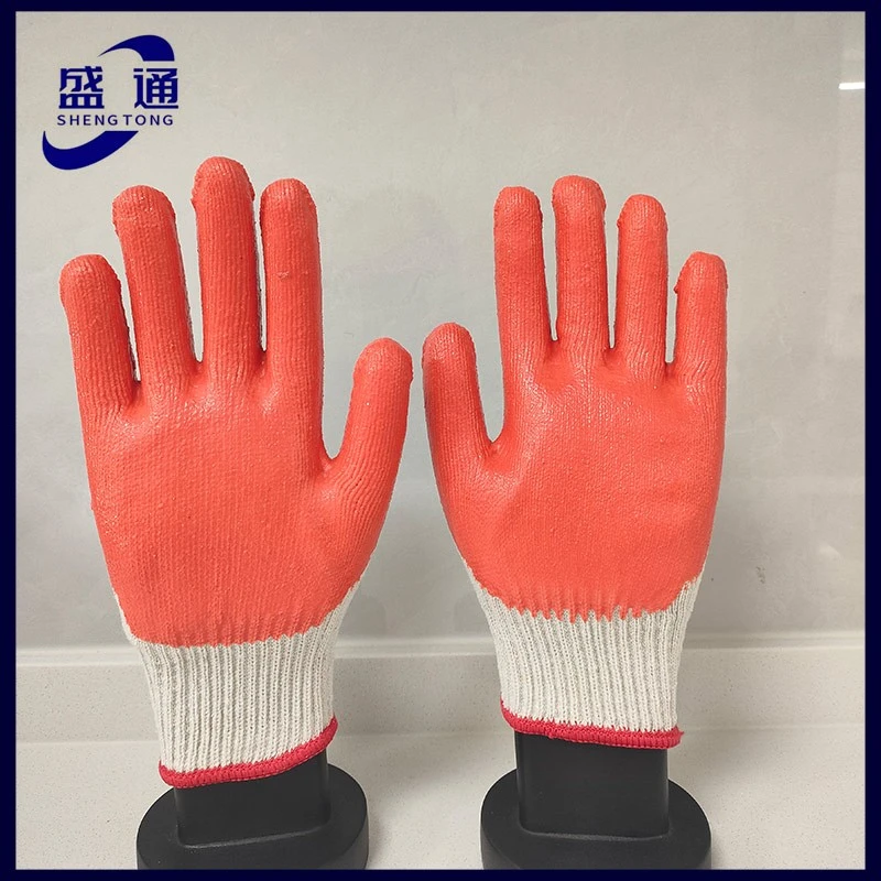 10G White Cotton Orange Smooth Latex Coated Gloves high quality