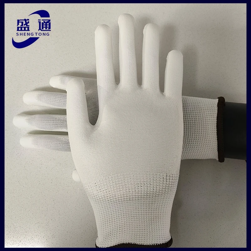 White Polyester White PU Coated Gloves factory