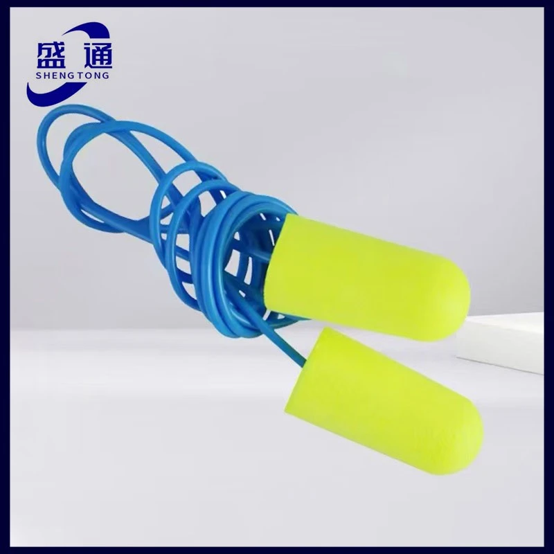 Yellow Foamed Sponge Bullet Shaped PVC Cord Earplugs high quality
