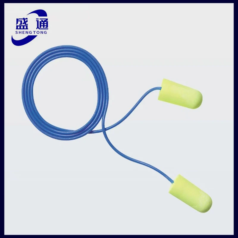 Yellow Foamed Sponge Bullet Shaped PVC Cord Earplugs